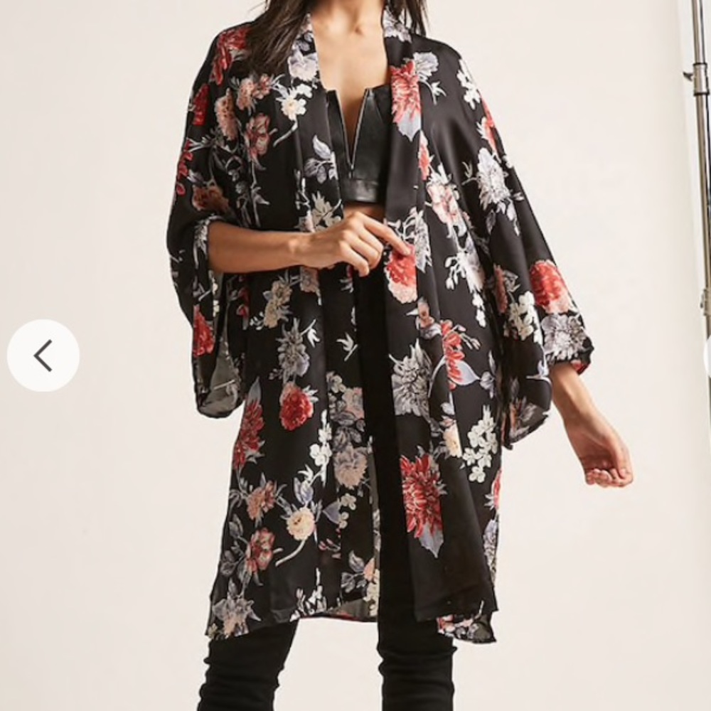 Satin Floral Kimono